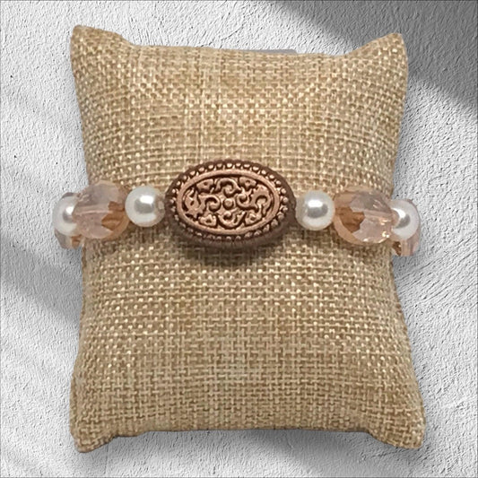 Sparkly Glass Pearl Stretch Bracelet | Classic Elegance Vintage Inspired Handmade Jewelry - Distinct Designs