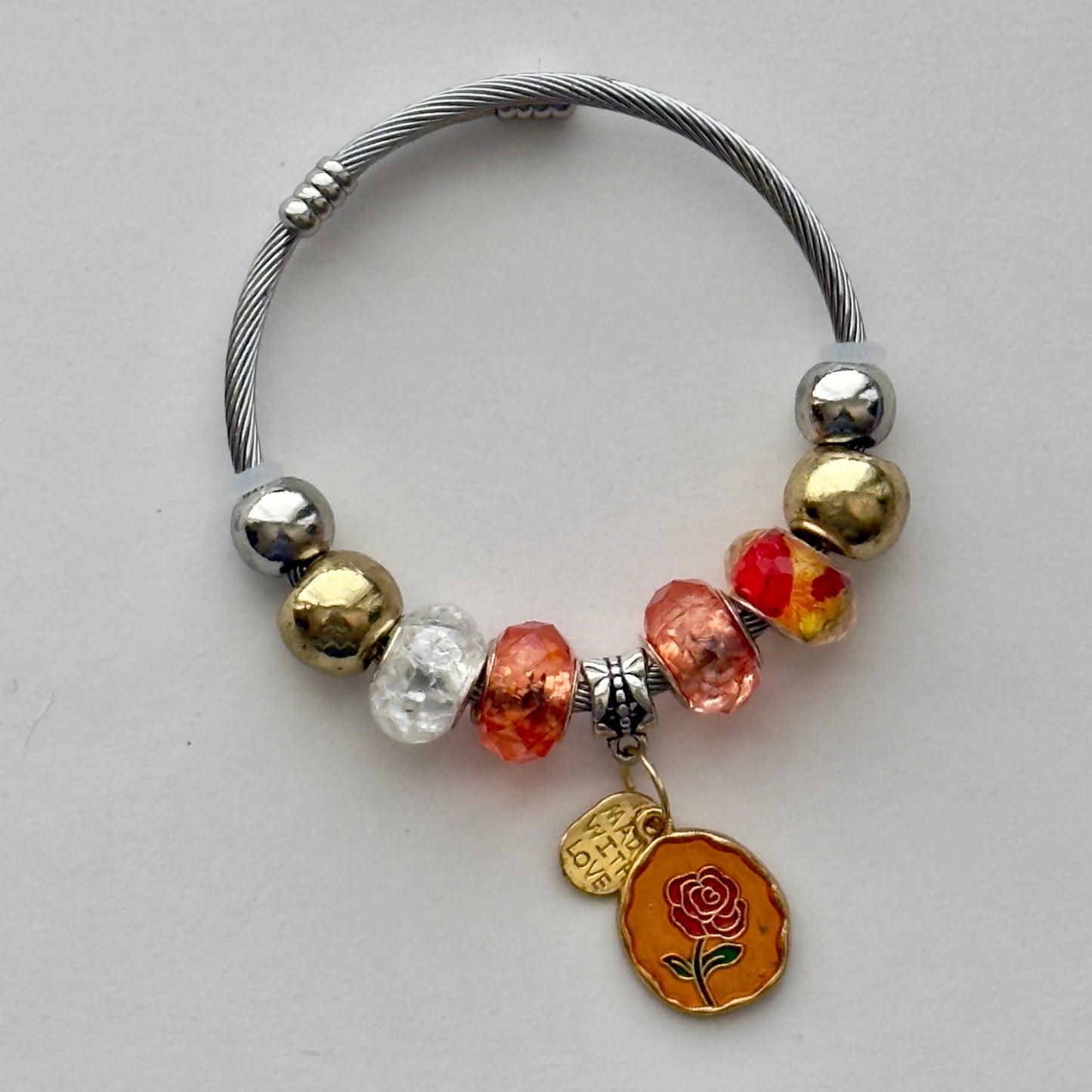 Stainless Steel Beaded Bangle | Classic Elegance Handmade Jewelry - Distinct Designs