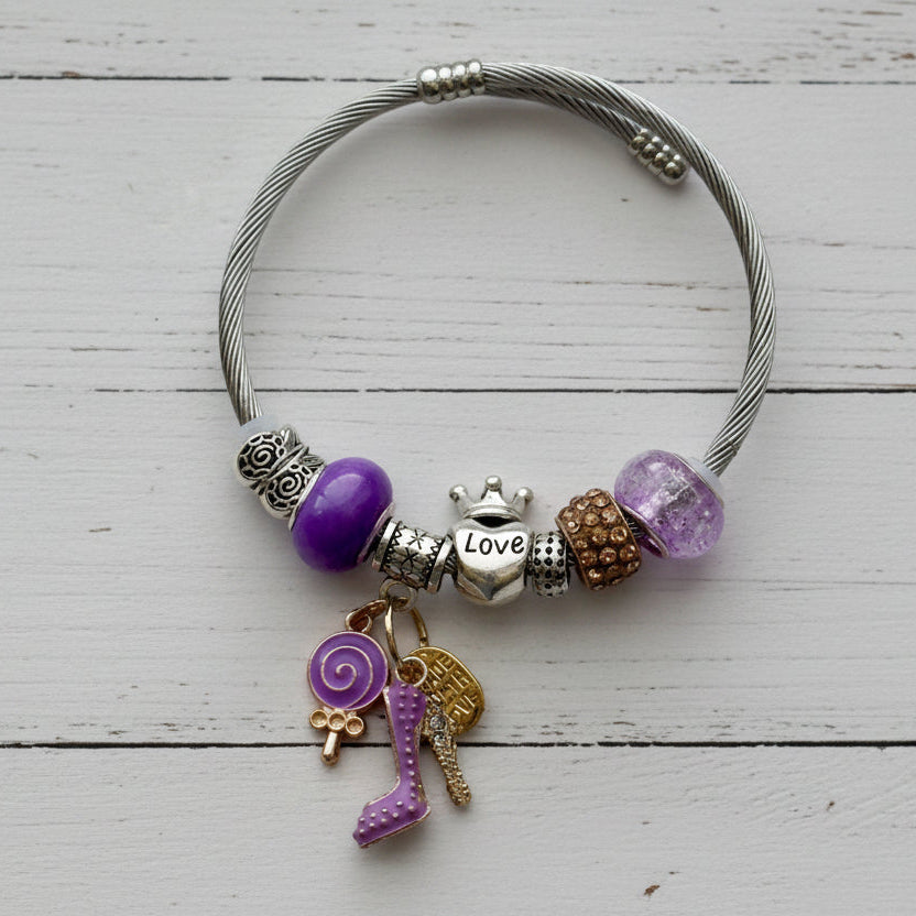 Stainless Steel Beaded Bangle | Classic Elegance Handmade Jewelry - Distinct Designs