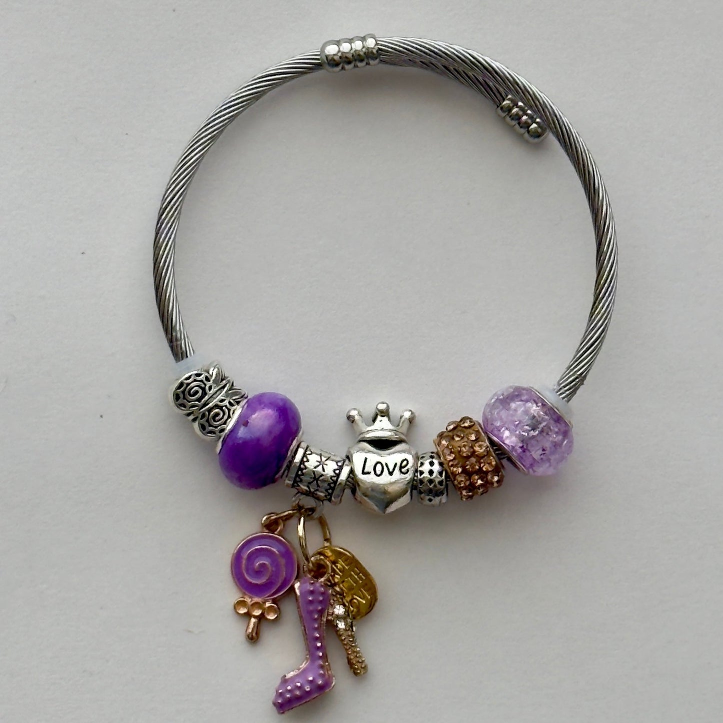 Stainless Steel Beaded Bangle | Classic Elegance Handmade Jewelry - Distinct Designs