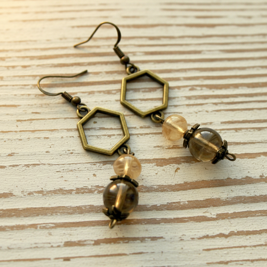 Vintage Inspired Glass Beads Dangle Earrings | Boho Charm & Nature - Inspired Elegance - Distinct Designs
