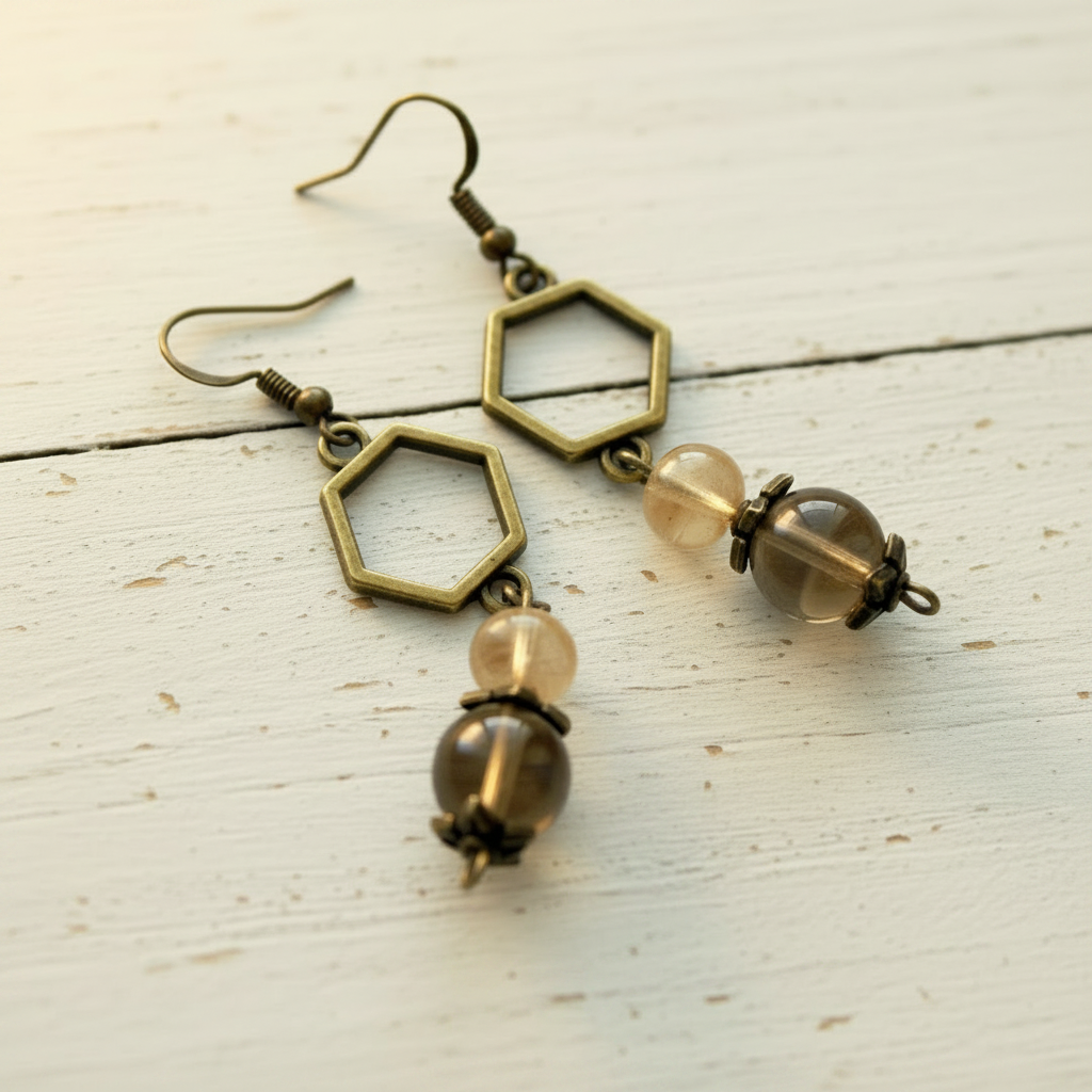 Vintage Inspired Glass Beads Dangle Earrings | Boho Charm & Nature - Inspired Elegance - Distinct Designs