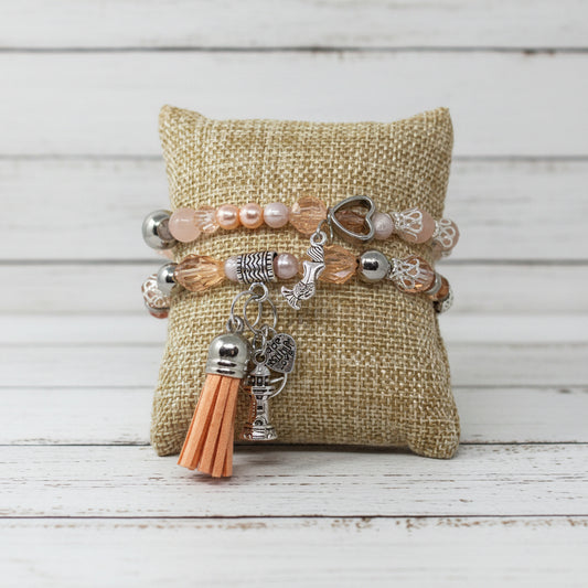 Vintage Inspired Mixed Media Beachy Bracelet Set | Coastal Landing Handmade Jewelry - Distinct Designs