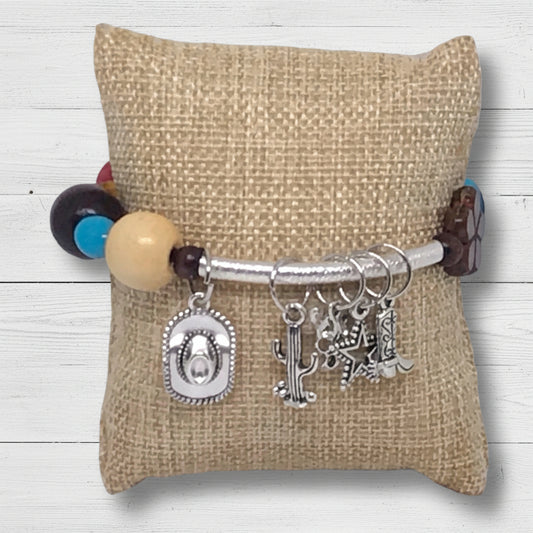 Western Beaded Charm Stretch Bracelet | Western Chic Handmade Jewelry - Distinct Designs