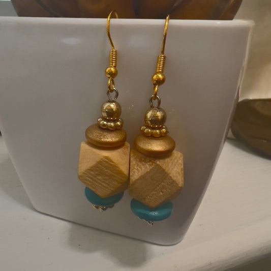 Wooden Beads Dangle Earrings | Lightweight Southwestern Tribal Boho Handmade Jewelry - Distinct Designs