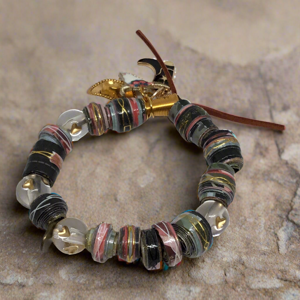 Out West Eclectic Western Charm Mixed Media Stretch Bracelet