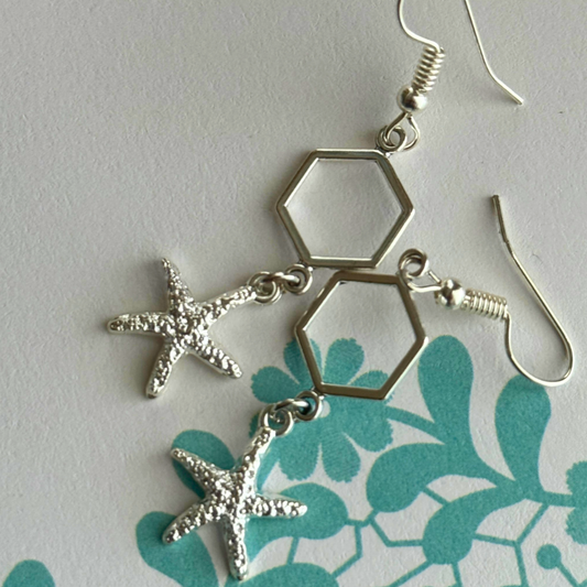 Starfish Dangle Earrings | Silver Coastal Beach Jewelry