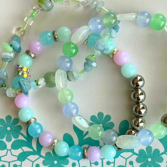 Coastal Stackable Beaded Bracelet Set Stretch | Beach-Inspired Jewelry