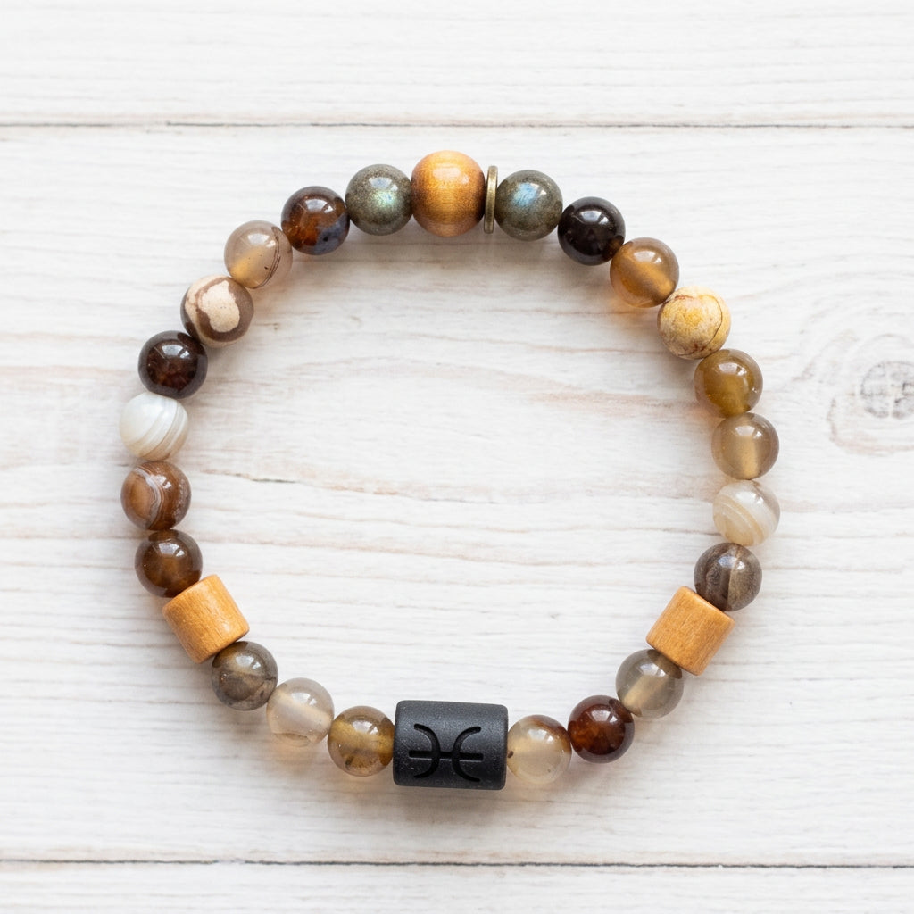 Men's Pisces Zodiac Bracelet | Handmade Natural Stone Beaded Bracelet