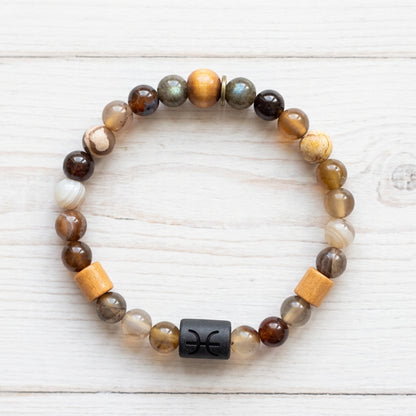 Men's Pisces Zodiac Bracelet | Handmade Natural Stone Beaded Bracelet