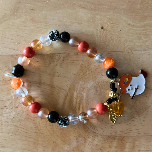 Halloween Glass Beads Stretch Stackable Bracelet | Witchy Glow Handmade Jewelry
