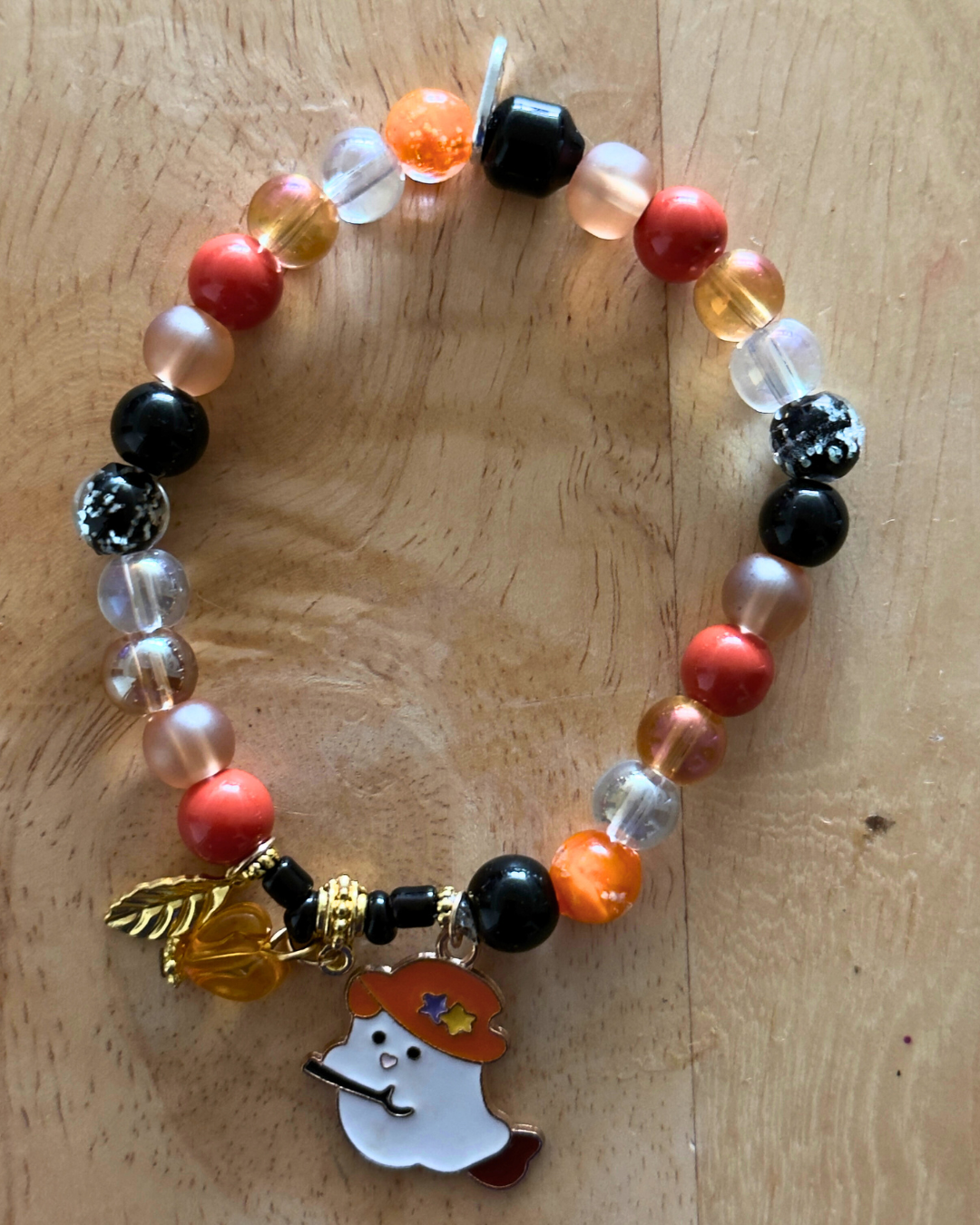 Halloween Glass Beads Stretch Stackable Bracelet | Witchy Glow Handmade Jewelry