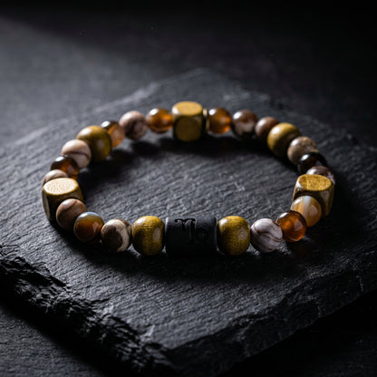 Men's Capricorn Zodiac Bracelet | Handmade Natural Stone & Wood Beaded Bracelet