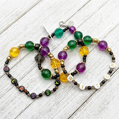 Classy Witch Handmade Halloween Bracelet Set 3-Piece Purple Green Beaded Stretch