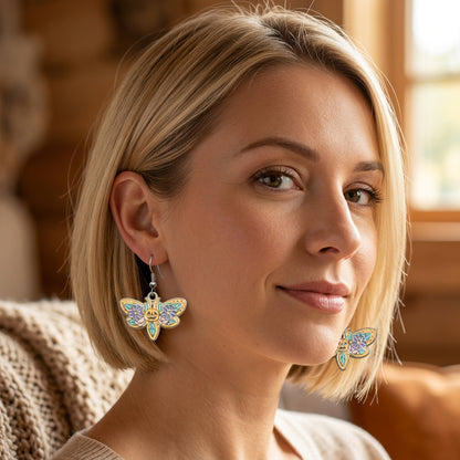 Pumpkin Flutter Halloween Butterfly Earrings | Boho Floral Jack O Lantern Dangles