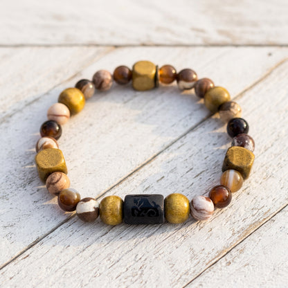 Men's Capricorn Zodiac Bracelet | Handmade Natural Stone & Wood Beaded Bracelet