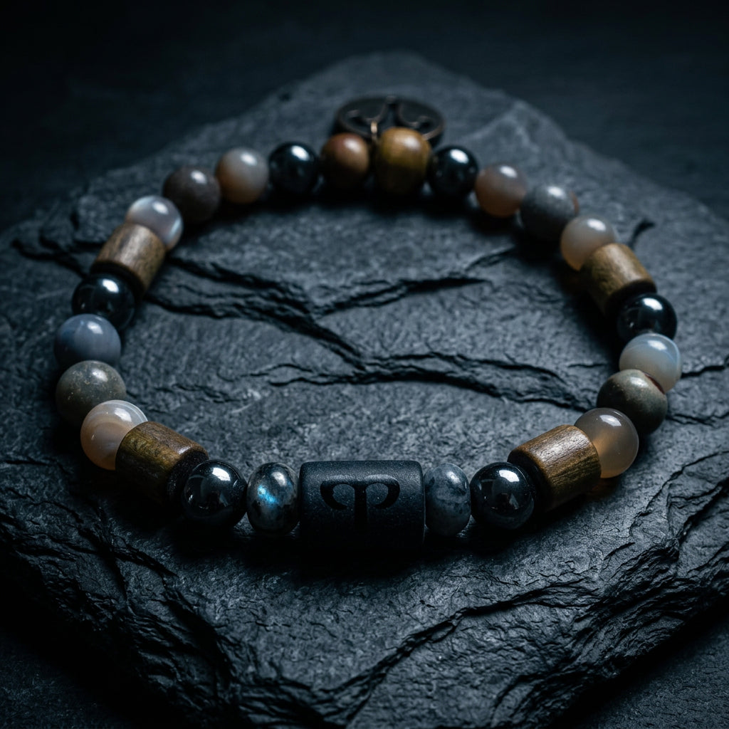 Aries Zodiac Men's Handmade Beaded Bracelet Natural Stone Wood Astrology Jewelry