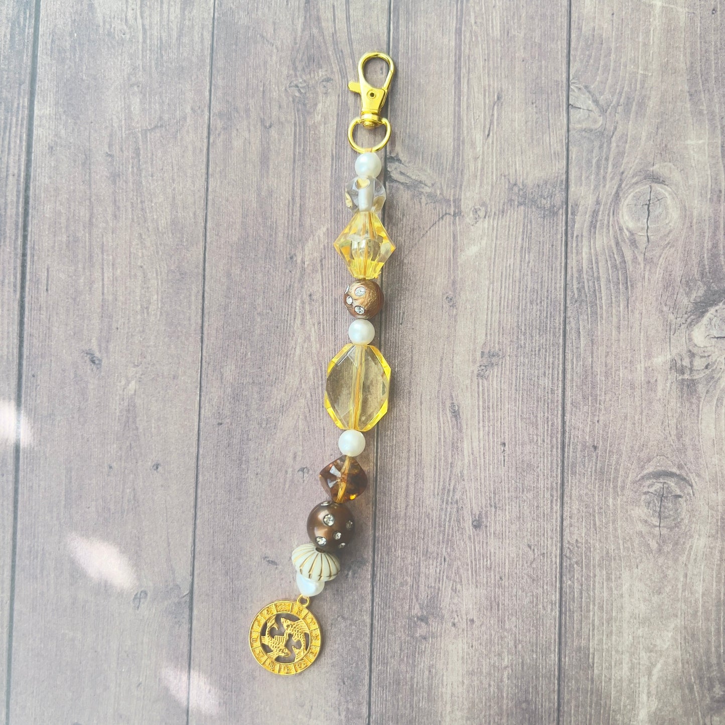Pisces Amber Gold Bag Charm
