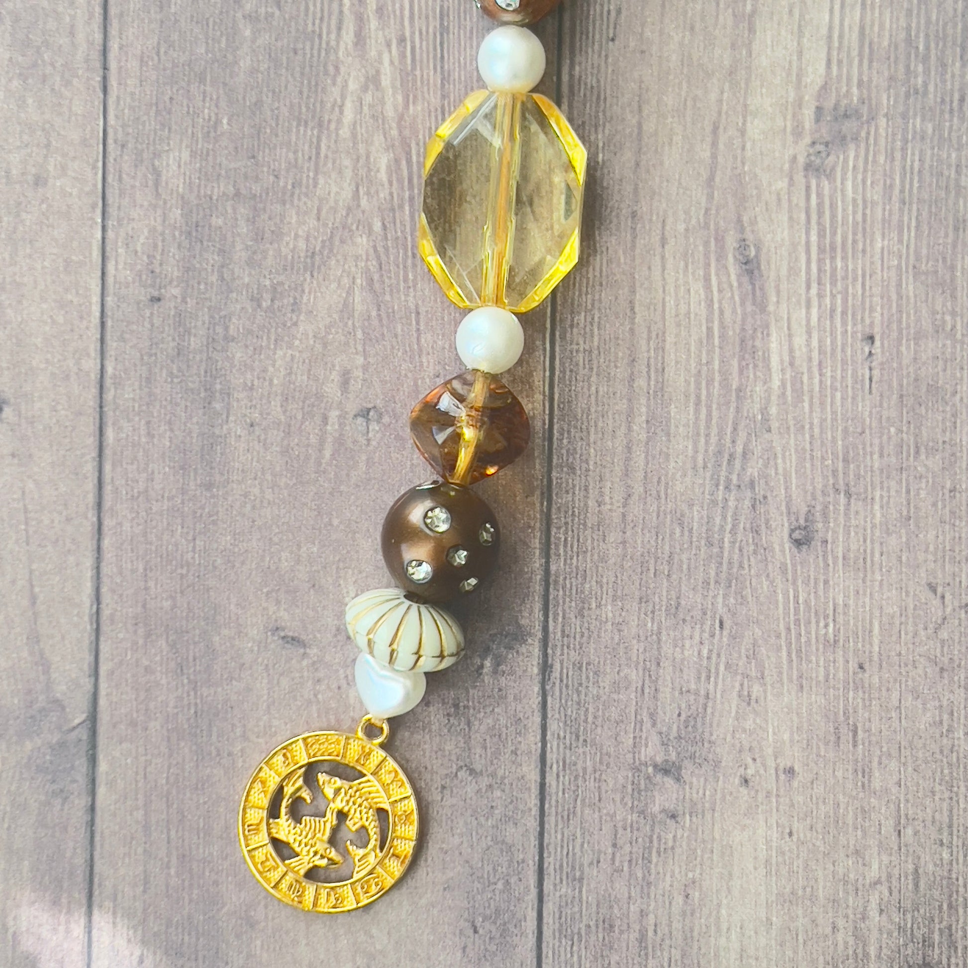 Pisces Amber Gold Bag Charm