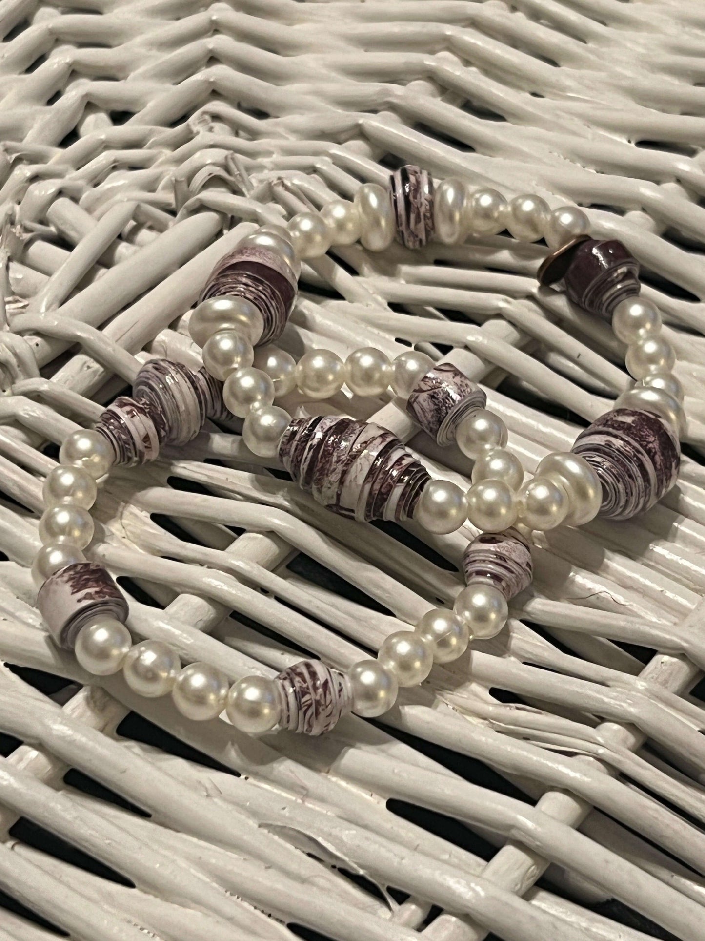 Pearly Woods Bracelet | Unique Hand-rolled Paper Beads - Distinct Designs