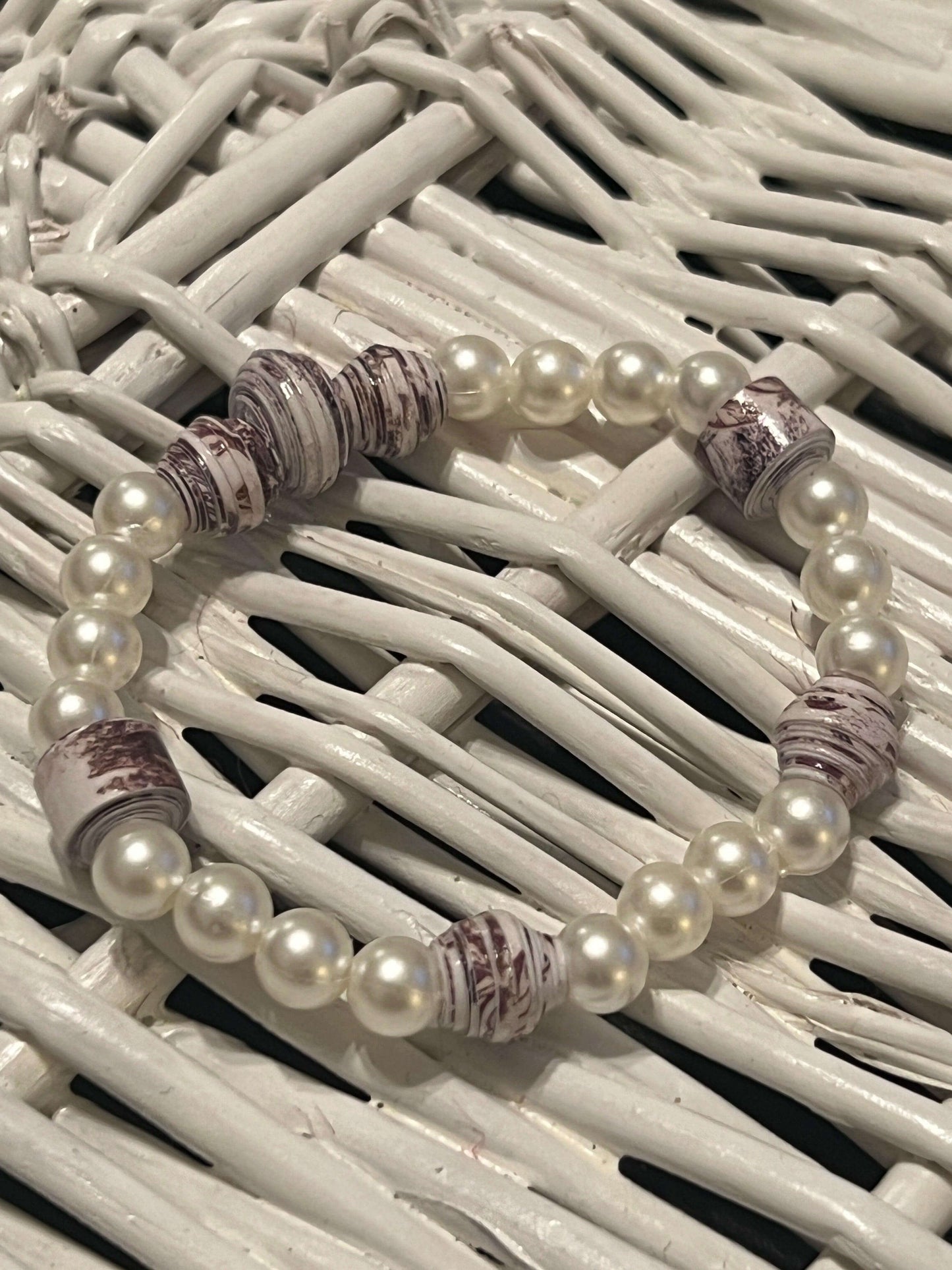 Pearly Woods Bracelet | Unique Hand-rolled Paper Beads - Distinct Designs