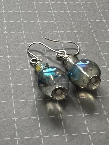 Night Shimmer Earrings | Handcrafted Iridescent Glass Dangles