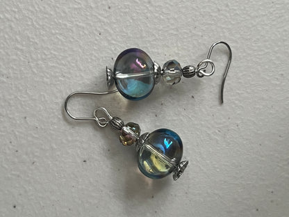Night Shimmer Earrings | Handcrafted Iridescent Glass Dangles
