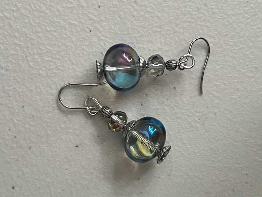 Night Shimmer Earrings | Handcrafted Iridescent Glass Dangles