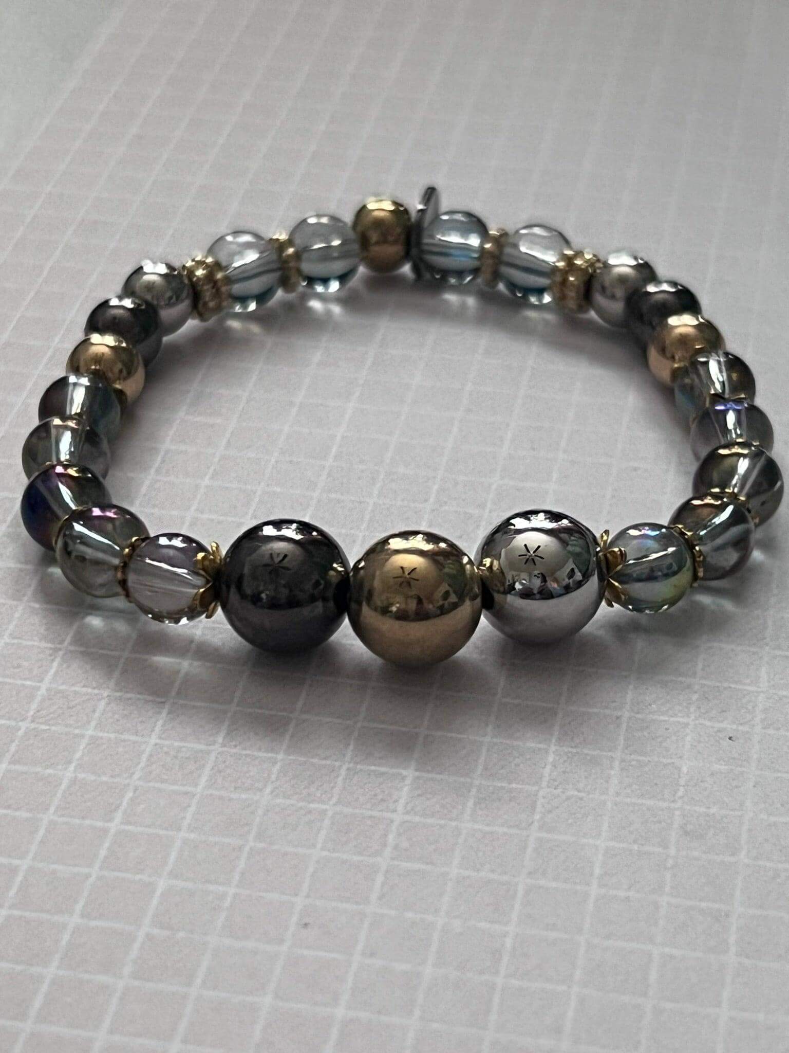 Next Galaxy Bracelet | Stackable Iridescent Glass Beads - Distinct Designs