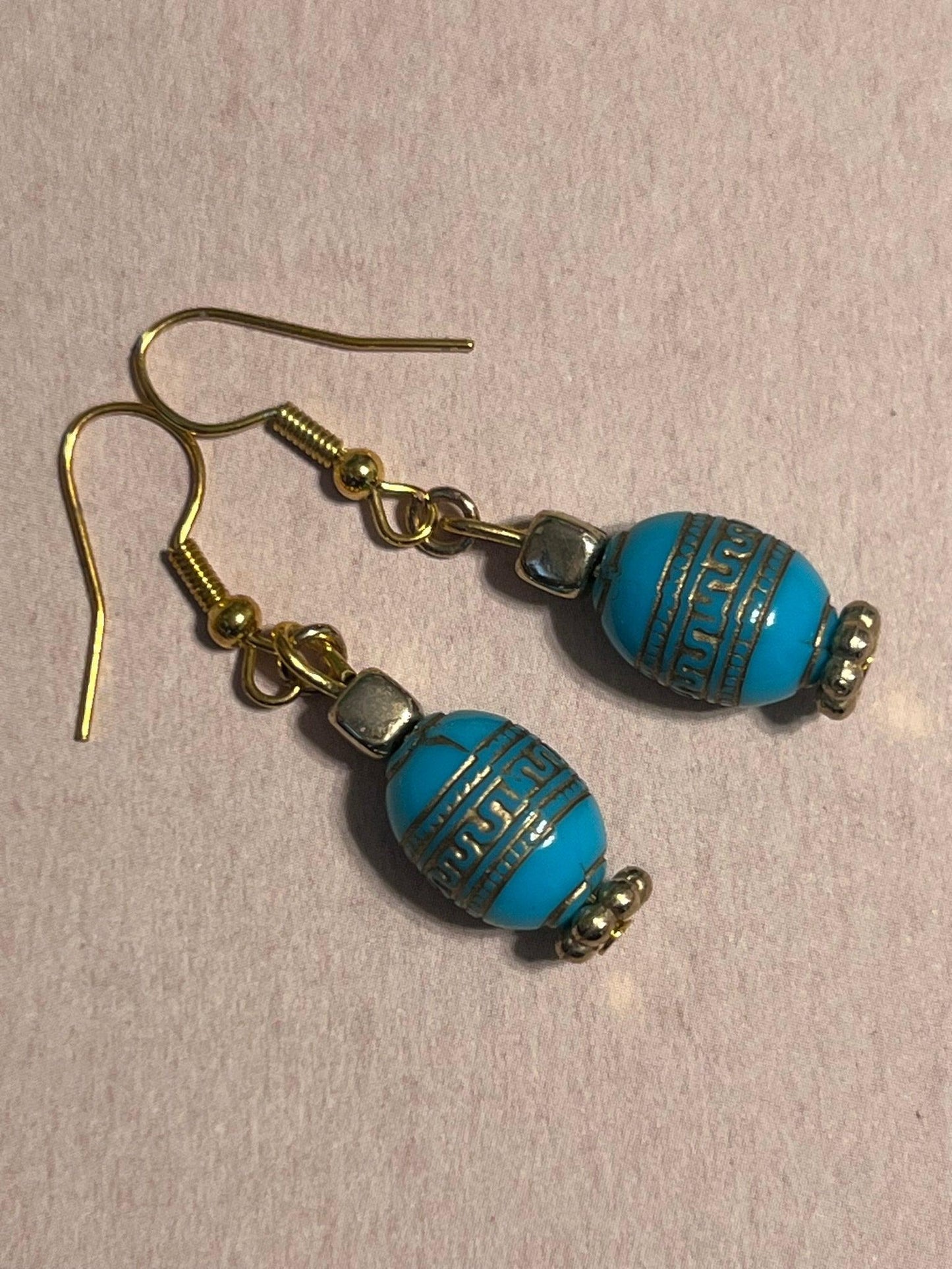 Turquoise Gold Earrings | Ethnic Turquoise Dangles - Distinct Designs