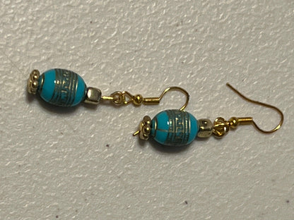 Turquoise Gold Earrings | Ethnic Turquoise Dangles - Distinct Designs