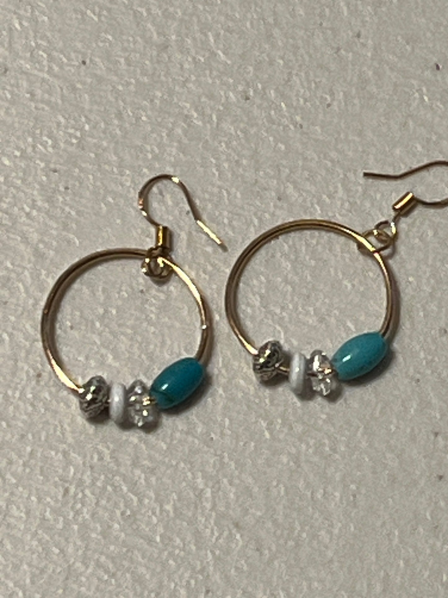 Skylite Turquoise Earrings | Bohemian Gold Beaded Hoops