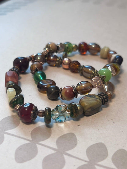 Foliage | Natural Stone & Glass Beads Bracelet Set - Distinct Designs