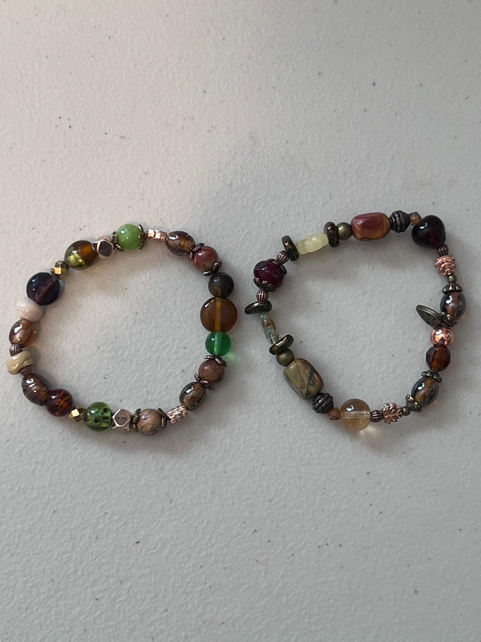 Foliage | Natural Stone & Glass Beads Bracelet Set - Distinct Designs