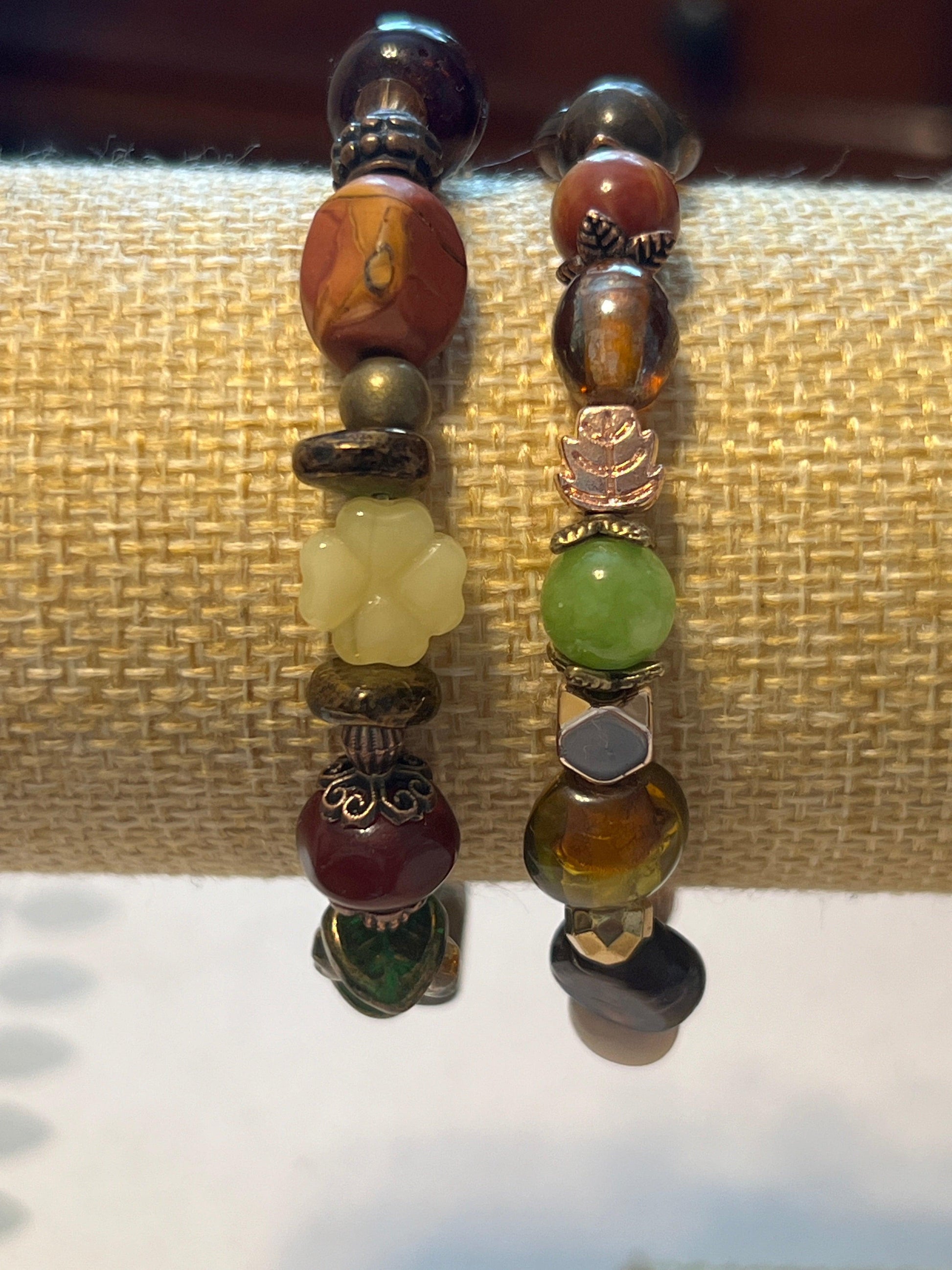 Foliage | Natural Stone & Glass Beads Bracelet Set - Distinct Designs