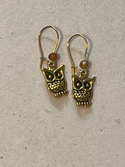 Golden Owl Earrings | Dangle With Crystal Beads