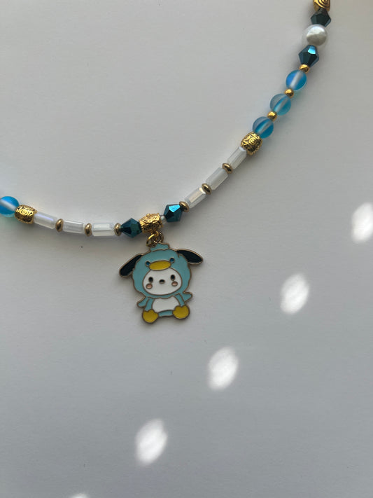 Pochacco in Blue Necklace | Whimsical Elegance & Playful Charm