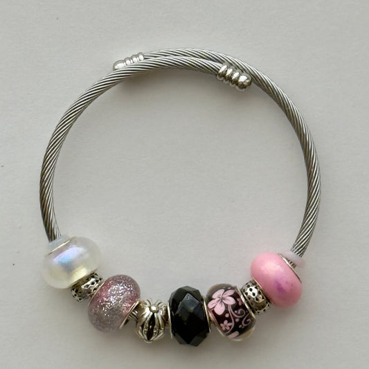 Pink Mimosa Bangle | Sophisticated Sparkle & Bold Elegance