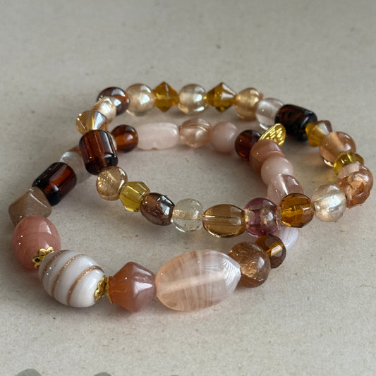 Lampwork Glass Beaded Bracelet Set | Boho Chic Handmade Jewelry