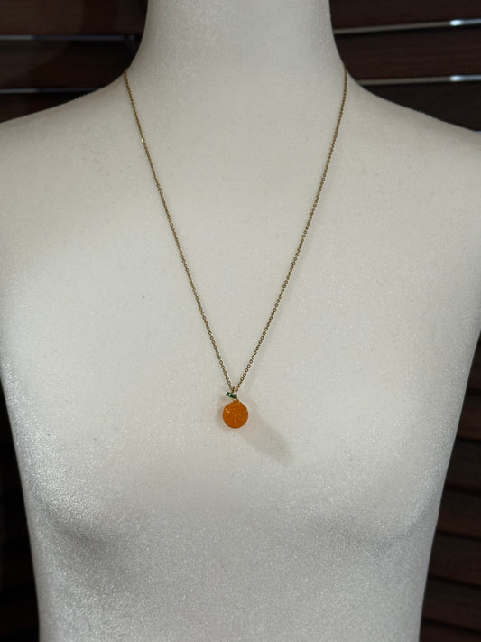 Orange Lampwork Pendant Necklace | Vibrant Charm