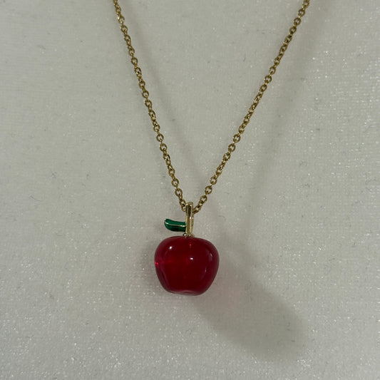 Apple Lampwork Charm Necklace | Whimsical Minimalist Style