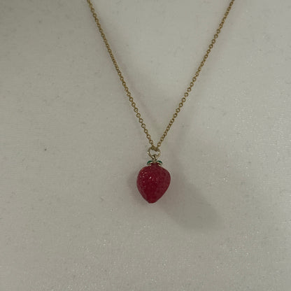 Strawberry Lampwork Pendant Necklace | Whimsical Flair