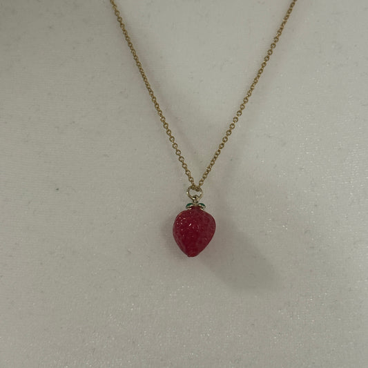 Strawberry Lampwork Pendant Necklace | Whimsical Flair