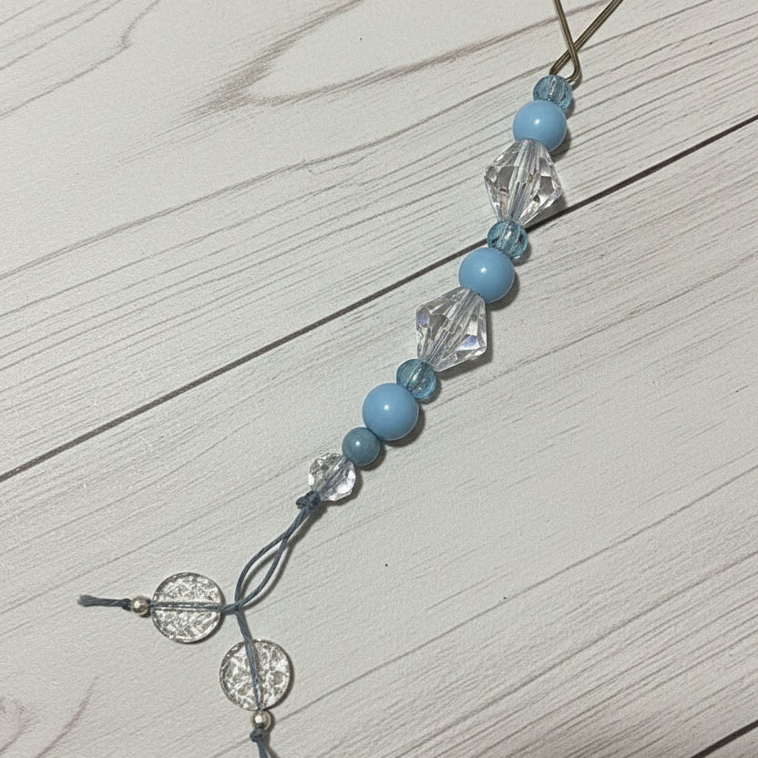 Ethereal Beaded Bag Charm – Icy Blue Crystal Purse Charm