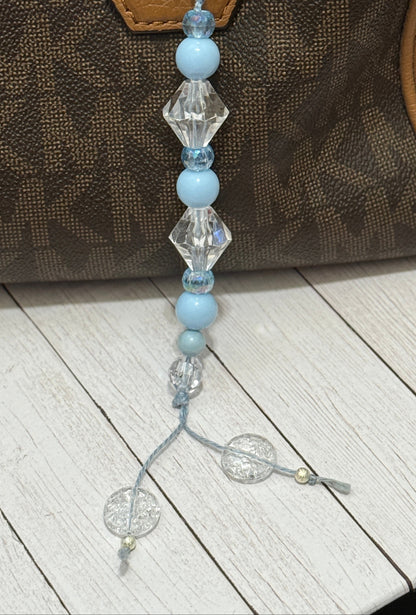 Ethereal Beaded Bag Charm – Icy Blue Crystal Purse Charm