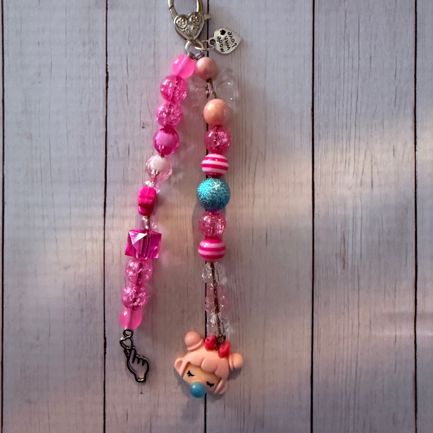 I Believe In Pink Kawaii Beaded Bag Charm Bubblegum Purse Charm 6"