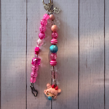 I Believe In Pink Kawaii Beaded Bag Charm Bubblegum Purse Charm 6"