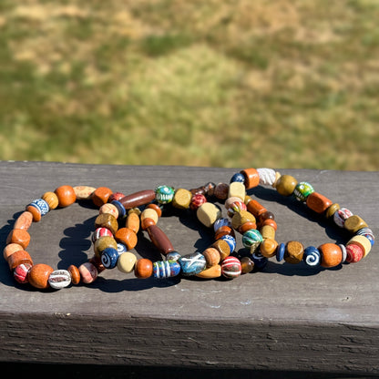 colorful wooden beaded bracelets