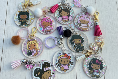 Sanrio Cheerleader Bag Charm | Handmade Sparkly Resin Tassel Keychain