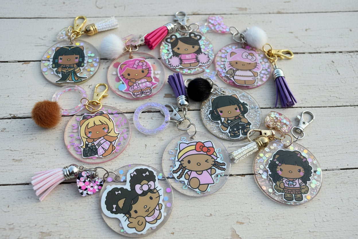 Egyptian Queen Kawaii Bag Charm Handmade Glitter Acrylic Purse Charm